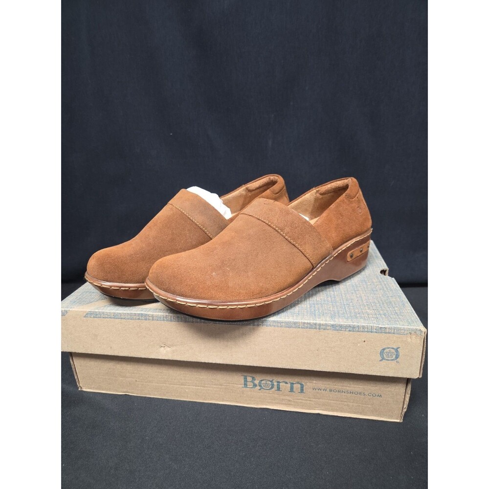 Born Bandy Clogs Brown Suede Comfort Slip On Mules Nurse Women's Size 11 NWB